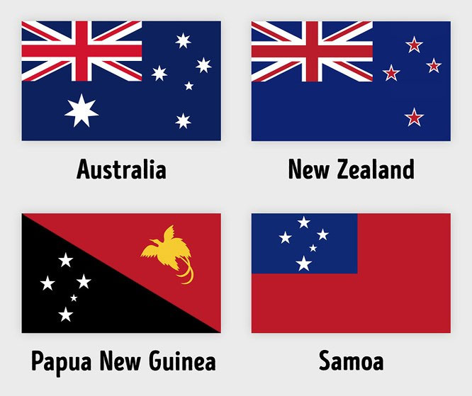 Quốc kỳ Úc, New Zealand, Papua New Guinea và Samoa